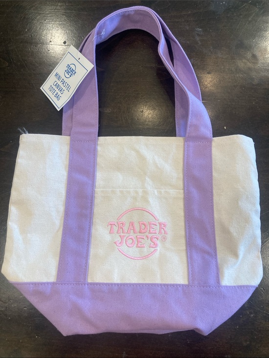 Trader Joe'S Handbags - Trader Joe’s Lavender & White Canvas Tote Bag Reusable Grocery Shopping Bag